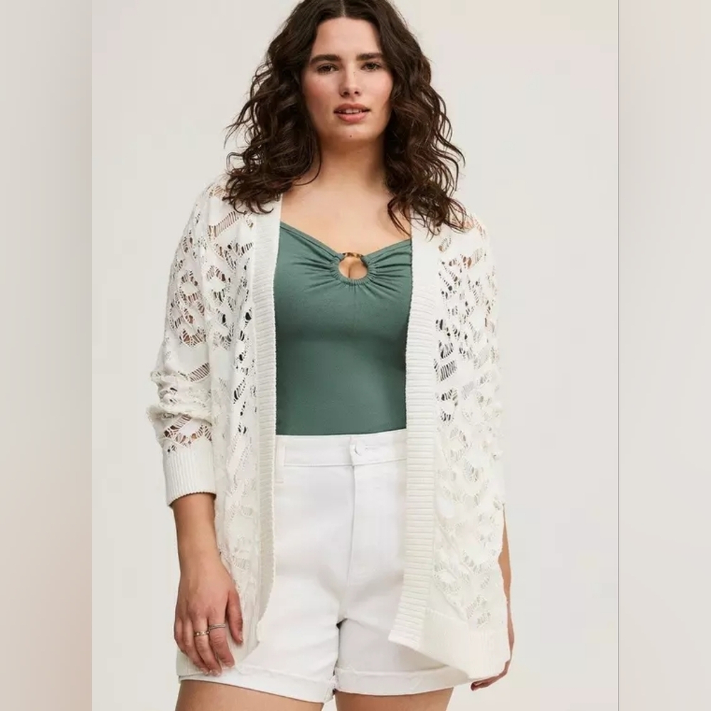 Torrid Crochet Cardigan Off-White 5X